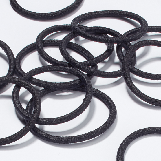No Damage Fine Hair Black Elastics 15pk